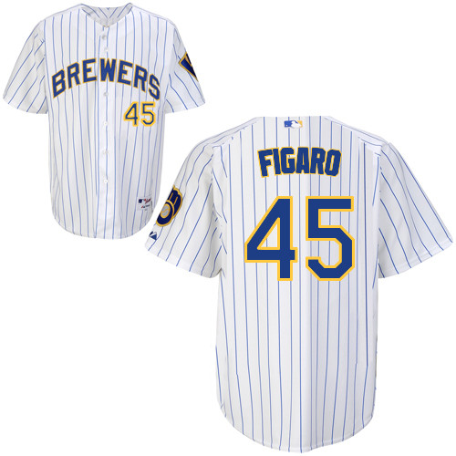 Alfredo Figaro #45 Youth Baseball Jersey-Milwaukee Brewers Authentic Alternate Home White MLB Jersey